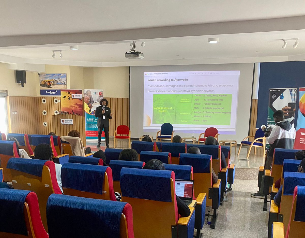IndiainKenya's tweet photo. One World One Health
Dr. Kapil Kesari, Yoga teacher speaking at Strathmore University @SBSKenya on the ‘Therapeutic effects of yoga and its ability to increase quality of life’.
#kenyahealthcare #kenyahealthcarestudentssummit #khss #yoga #wellness https://t.co/Pbb7SIFMkt