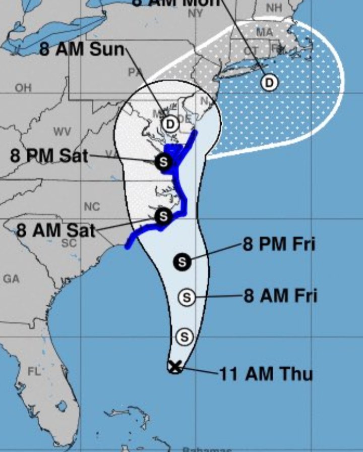 DaDaBuh's tweet photo. HERE IS THE FIRST FORECAST TRACK ON NEWLY DESIGNATED PTC 16 FUTURE POSSIBLE SUBTROPICAL STORM OPHELIA IS FORECAST THEN TRANSITIONING TO FULLY TROPICAL STORM OPHELIA AT LANDFALL... #NOTAFISHSTORM https://t.co/prwKI9snaV