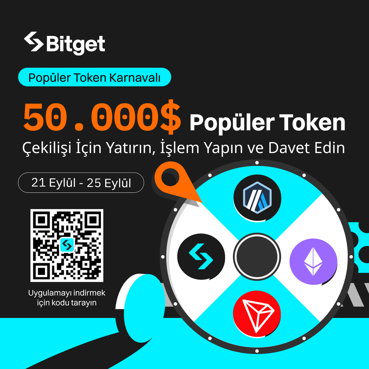 🥳 Türkiye Kullanıcılarına Özel Popüler Token Karnavalı Başlıyor!

💸 50.000$ Değerinde #APX #TRX #BGB #XRP #TRB #ARB #ETH sizi bekliyor

Hemen Katılın #Airdrop ları kapın! 

👉bitget.com/tr/events/acti…
