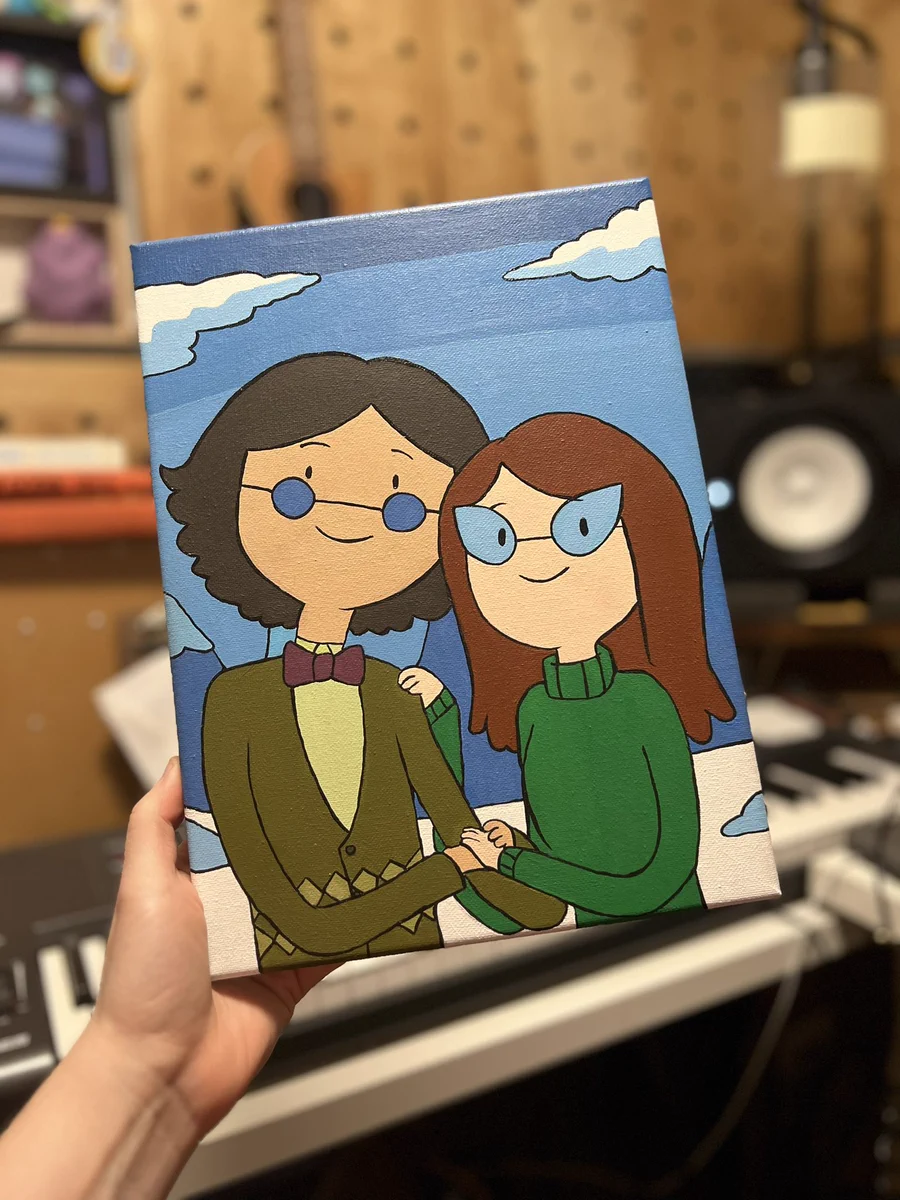 A painting of the Adventure Time characters Betty and Simon.