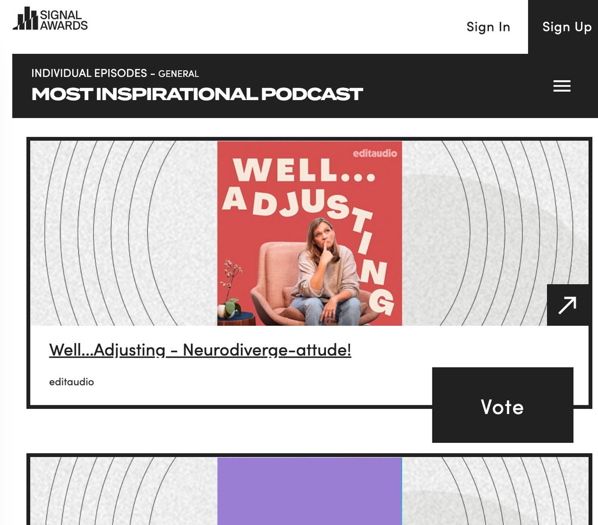 Well...Adjusting exists because we believe in it and the importance of collective vulnerability. 

And now we're finalists for the <a href="/signalawards/">Signal Awards</a>' Most Inspiring Podcast! 

Winning this would be amazing, so please vote! ➡️ vote.signalaward.com/PublicVoting#/…