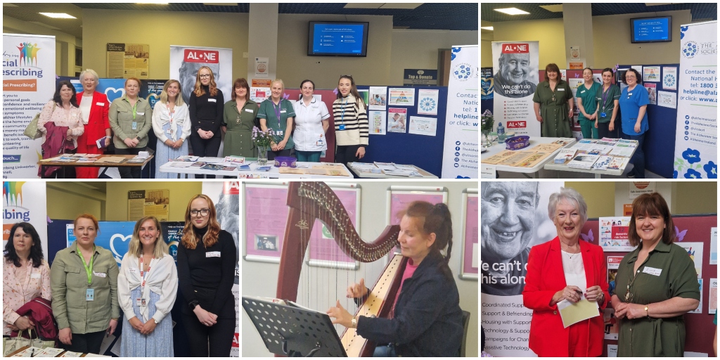 To mark World #Alzheimers Day today #SUH hosted an event in the Main Foyer of the hospital showcasing some of the wonderful services and supports available to our patients with Dementia and their families in Sligo. Saolta Arts invited harpist Ramona Sakalaustkaite to perform.