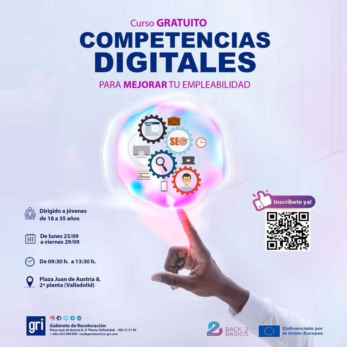 📢𝗖𝗨𝗥𝗦𝗢 𝗚𝗥𝗔𝗧𝗨𝗜𝗧𝗢 𝗱𝗲 𝗖𝗢𝗠𝗣𝗘𝗧𝗘𝗡𝗖𝗜𝗔𝗦 𝗗𝗜𝗚𝗜𝗧𝗔𝗟𝗘𝗦      👉Dirigido a Jóvenes de 18 a 35 años en búsqueda de una 𝗢𝗣𝗢𝗥𝗧𝗨𝗡𝗜𝗗𝗔𝗗 𝗟𝗔𝗕𝗢𝗥𝗔𝗟 
 👉Reserva tu plaza: 653 394 804 / bit.ly/3sXO2Or

#Valladolid #pucela #back2basics #Erasmus