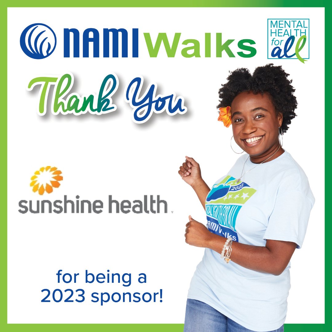 Thank you to <a href="/SunHealthFL/">Sunshine Health</a> for becoming a Bronze Sponsor of NAMIWalks! #Together4MH