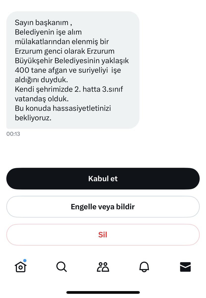 Bu iddialar gerçekse çok yazık.
Son 2 haftadır böyle duyumlar almıştık fakat ihtimal dahi vermiyorduk.

-Erzurum Büyükşehir Belediyesi iştirakler ve taşeron işletmeler kapsamında şehrimizde 400’e yakın afgan sığıntıyı işe aldığı iddia ediliyor.

-Erzurum gençleri mülakatlardan