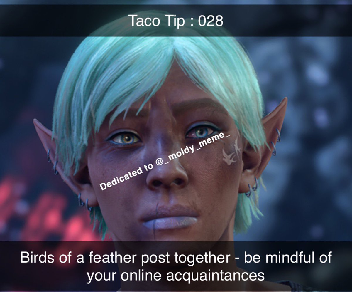 TacoBoyTacoTips's tweet photo. #tacoboy #tacotips @_moldy_meme_ on insta #baldursgate3 #justtavthings #shortrest https://t.co/pvlGEaUhsQ