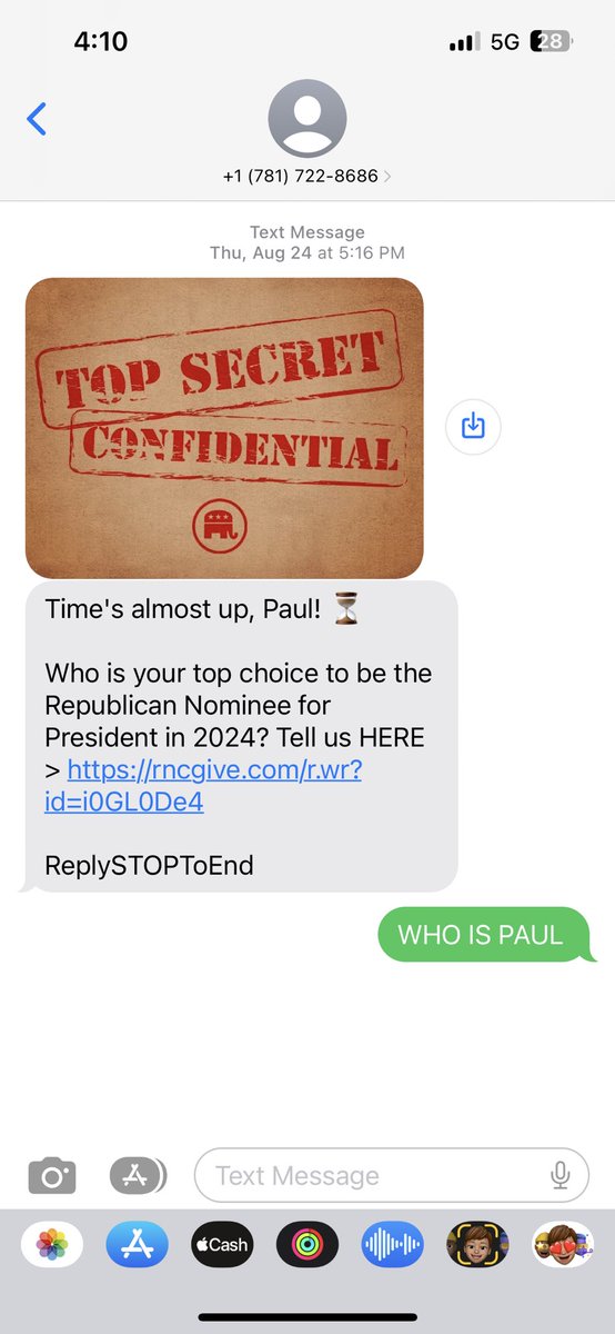 mikayla_mack's tweet photo. Some ultra-Republican organization has my phone number so I’m constantly getting texts from right-wing politicians or candidates and there’s no way to stop it. Here are just a few examples: https://t.co/XkxeAm3J9t