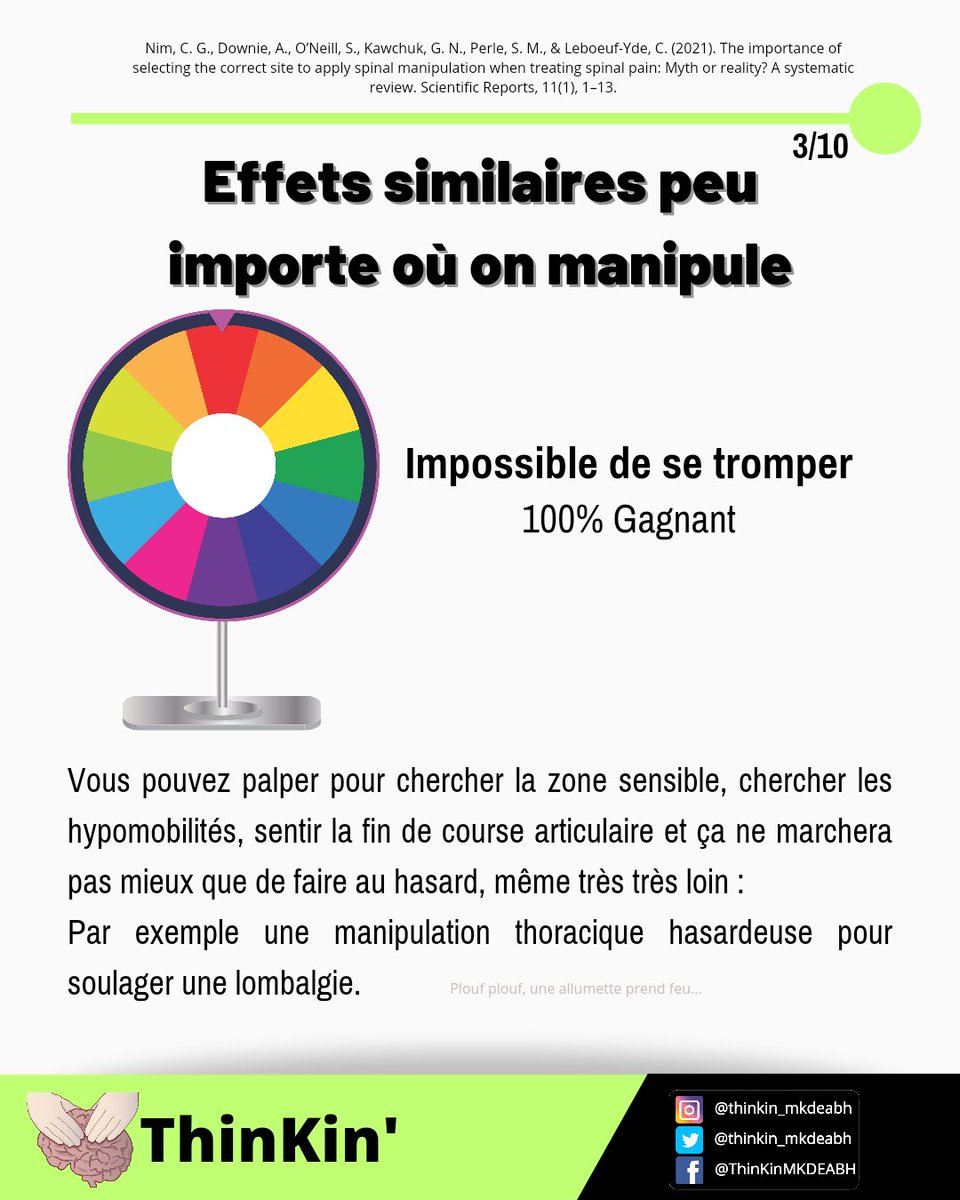 La manipulation spinale, pas mieux qu'un placebo ? Comme tous les traitements de la douleur persistantes oui.
#TeamKiné