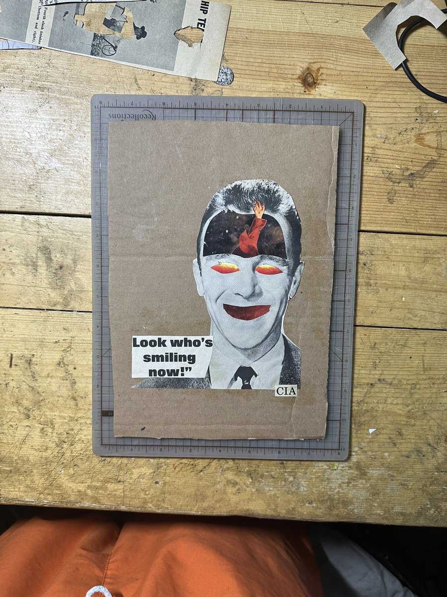 Ham_Zits's tweet photo. “Do They Smile?” Found images pasted on cardboard 
10x7 

#collageart #paperart #papercollage #collageartist #canadianart #collageart #artist #cia https://t.co/Fwxy6kM0Ns