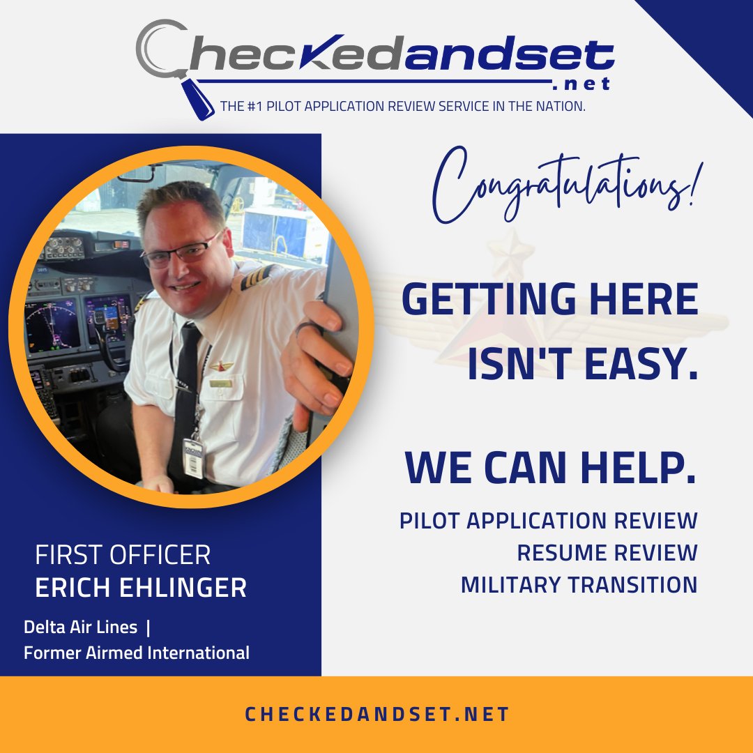 CheckedAndSet's tweet image. Congratulations, Erich!

Getting to @Delta isn’t easy.
We can help.

Schedule your consult today.

#aviationjobs #pilotjob #aviationcareer #pilot #military #armedforces
#checkedandset #deltaairlines