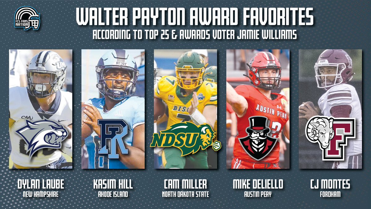 Top 5 Walter Payton Award Favorites, according to STATS Top 25 and Awards Voter @JDWilliams23 #FCS #FCSAwards #WalterPayton