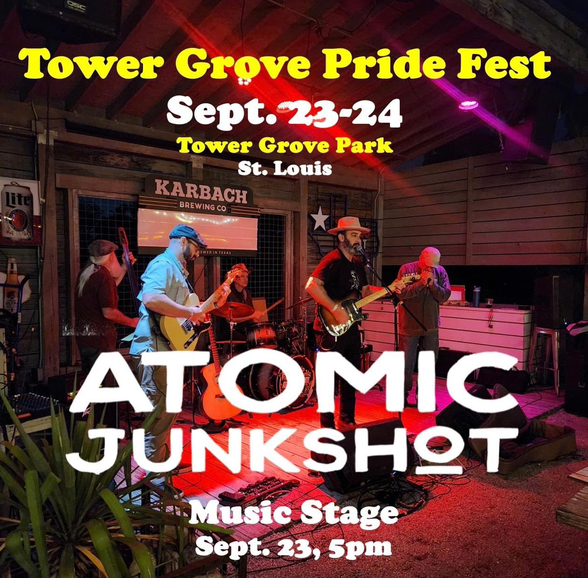 Junctionites's tweet photo. Hope you can come out and join us this weekend at @TowerGrovePride fest. It marks the 10th anniversary of a terrific celebration in #STL. 

#outlawcountry #southernrock #honkytonk #rocknroll #stlmade #stlmusic #missouri #midwest #towergrovepride #pride #stlpride https://t.co/GKlKoNmuT3