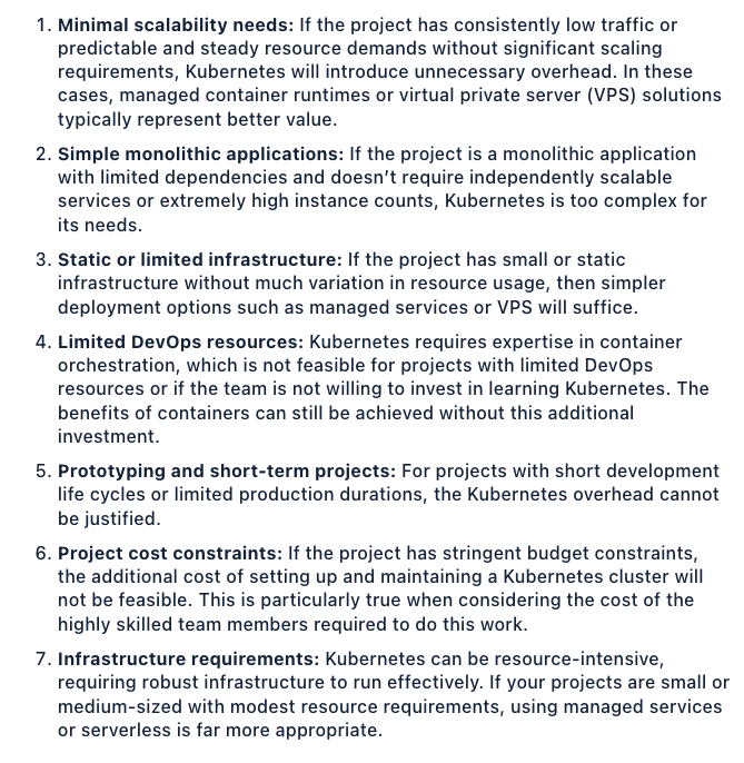bibryam's tweet photo. Kubernetes Isn’t Always the Right Choice
https://t.co/MHYLfKkKd0

Characteristics and requirements that do not align well with capabilities of Kubernetes 👇 https://t.co/C2WUnQHPp8