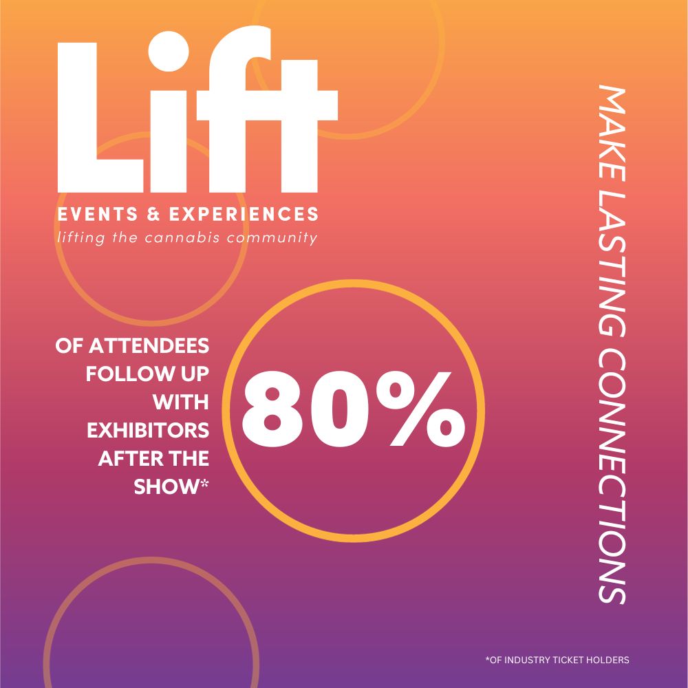 Lifting the cannabis community! Did you know 80% of Lift attendees follow up with exhibitors after the show? Lift Events &amp; Experiences connects people across the cannabis ecosystem.   #liftcoexpo #cannabisconference