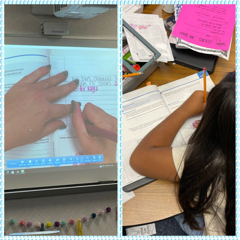 Ms.High’s 6th graders are writing a constructed response to our Springboard text “Thank You a ma’am”. @boydblackhawks