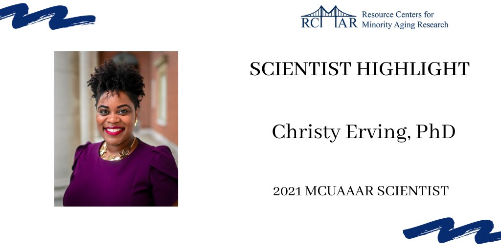 Scientist Highlights: Dr. Erving's RCMAR pilot project is “Multiple Sources of Psychosocial Stress and Mental Health among Black Women across the Life Course”. Learn more: rb.gy/fq1tw