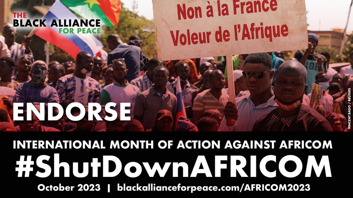War on African ppl in #Niger, African and Caribbean nations used as cover for imperialism in Haiti, militarization of Atlanta, GA w/ “Cop City”; BAP launches 4th Int’l Month of Action Against AFRICOM Oct 1-30. Endorse today! blackallianceforpeace.com/africom2023
#USOutofAfrica #ShutdownAFRICOM