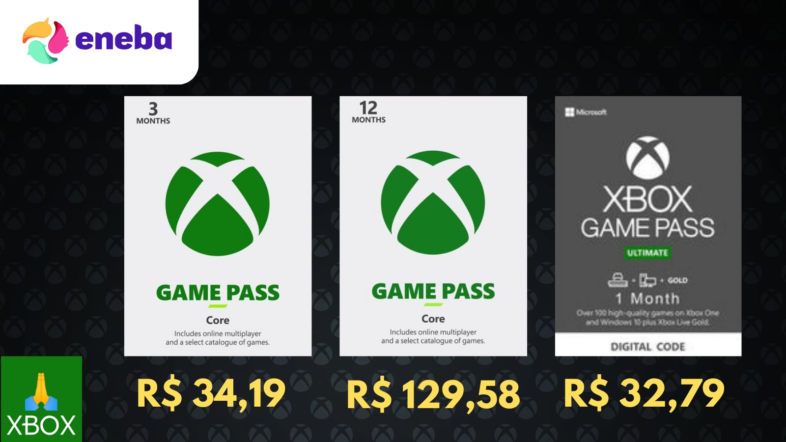 Pastor Xbox 🙏🏽💚 on X: 𝗘𝘀𝗰𝗼𝗹𝗵𝗮 𝗦𝗲𝘂 𝗣𝗹𝗮𝗻𝗼 𝗜𝗱𝗲𝗮𝗹 𝗱𝗼  𝗫𝗯𝗼𝘅 𝗚𝗮𝗺𝗲 𝗣𝗮𝘀𝘀 💚 Xbox Game Pass Core (antigo Xbox Live Gold) -  R$ 34,99/mês - R$ 199,99 Anual ✓ Multiplayer Online
