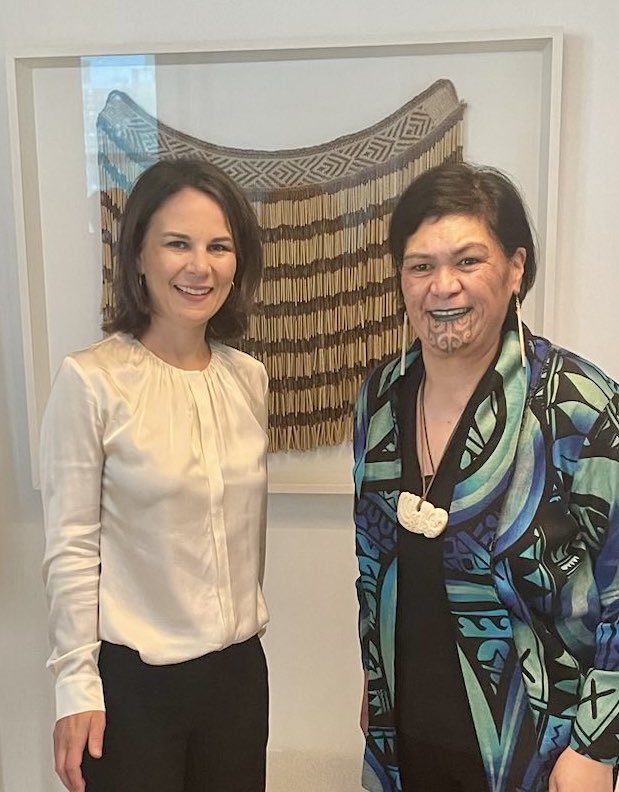 NanaiaMahuta's tweet photo. With German Foreign Minister @ABaerbock at UNGA today. We discussed the close partnership between 🇳🇿and 🇩🇪, including cooperation in the Pacific and on science and innovation #NZLGER70 https://t.co/05eSZbkm7a