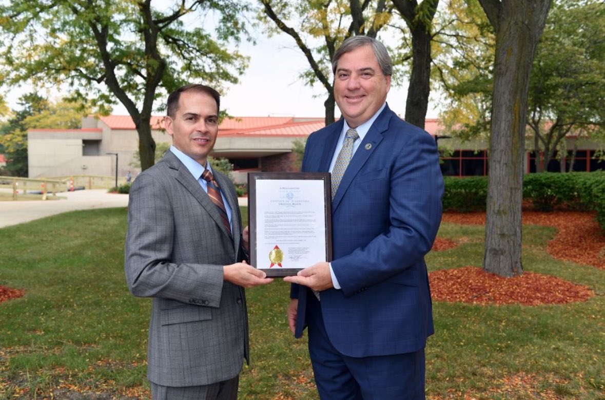 Can you believe @WCTC at the #Pewaukee campus is celebrating their 100th academic year!!?? It's an incredible educational milestone. Today I presented WCTC President Richard Barnhouse with a proclamation marking that achievement. Congratulations!