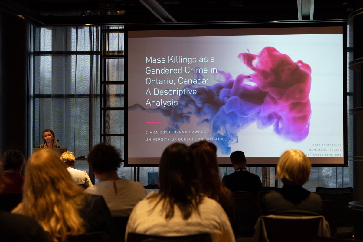 I am so fortunate to have had the opportunity to present our research (@DawsonMyrna) that analyzes mass killings as a gendered crime in Canada at the #ECDV2023 in #Iceland last week!