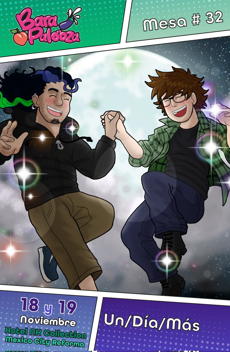 BarapaloozaCon's tweet photo. El único cómic slice of life gay de México cuyos protagonistas son sus propios autores. @undiamascomic 

🎫:Arty&amp;ChikleShop,BearmexStore, SomosVoces y Boletia

#barapalooza #bara #baraart #homoart #gayart #gayartist #gayillustration #gaydrawing #homoillustration #gaycomics https://t.co/T8YY0Un2QN