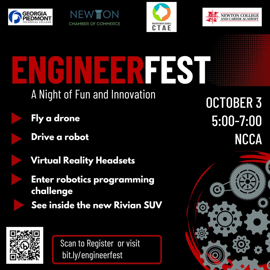 All NCSS middle and high school students interested in the engineering field, are invited to EngineerFest, October 3rd, 5-7pm. 

Register:  bit.ly/engineerfest
Location: Newton College and Career Academy