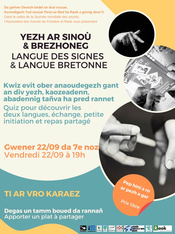 Apero Signes Breton à Carhaix youtu.be/1N54cJ0SRk0?si…  <a href="/YouTube/">YouTube</a> 
Venez nombreuses et nombreux découvrir la langue des signes et/ou la langue bretonne le vendredi 22 septembre
#JMS2023  #carhaixplouguer #LSF #sourds #journeemondialedessourds  #languedessignes