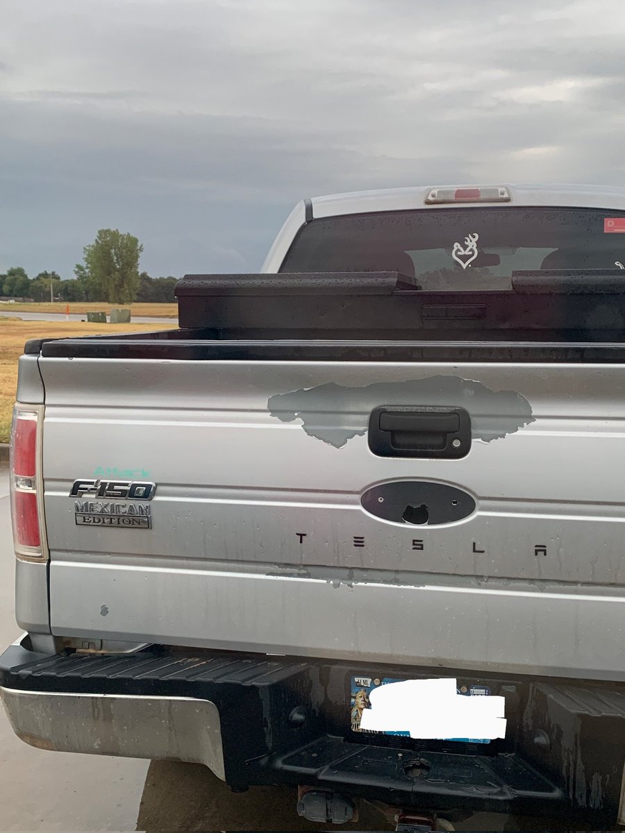 Someone couldn't wait for their Cybertruck to put their decal on 😂