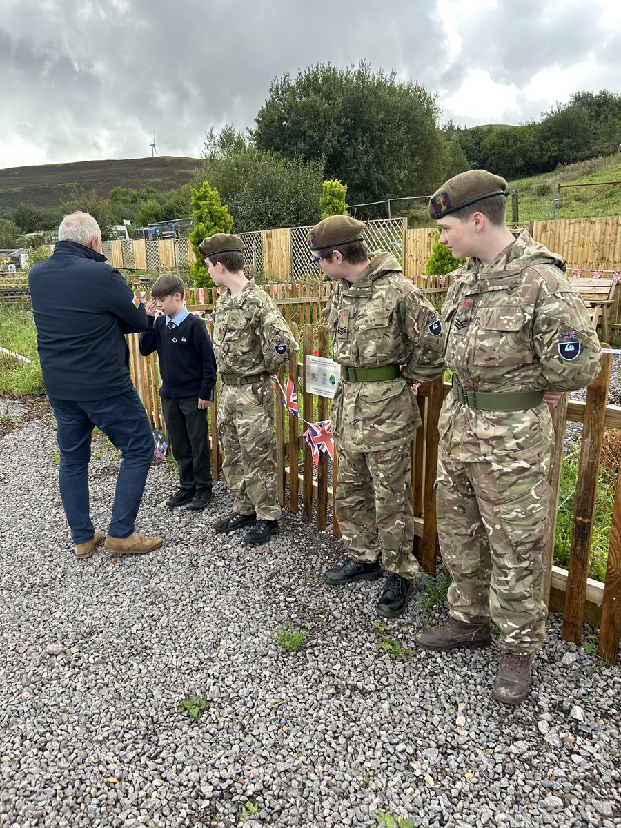 TreorchyCCF's tweet photo. Our @TreorchyComp  pupils were pleased to welcome Colonel James Phillips, the Veterans’ Commissioner for Wales to Valley Veterans. Col Phillips toured the facility and also made time to promote one of our new Corporals. @CadetsinSchools @CttWales @RFCAforWales @TreorchyHealth https://t.co/fHHKVerjsj