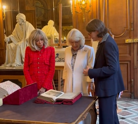 Queen Camilla and Brigitte Macron launched a new prize, the Entente Litteraire, which will celebrate Young Adult fiction. The launch took place at the Bibliotheque Nationale de France.