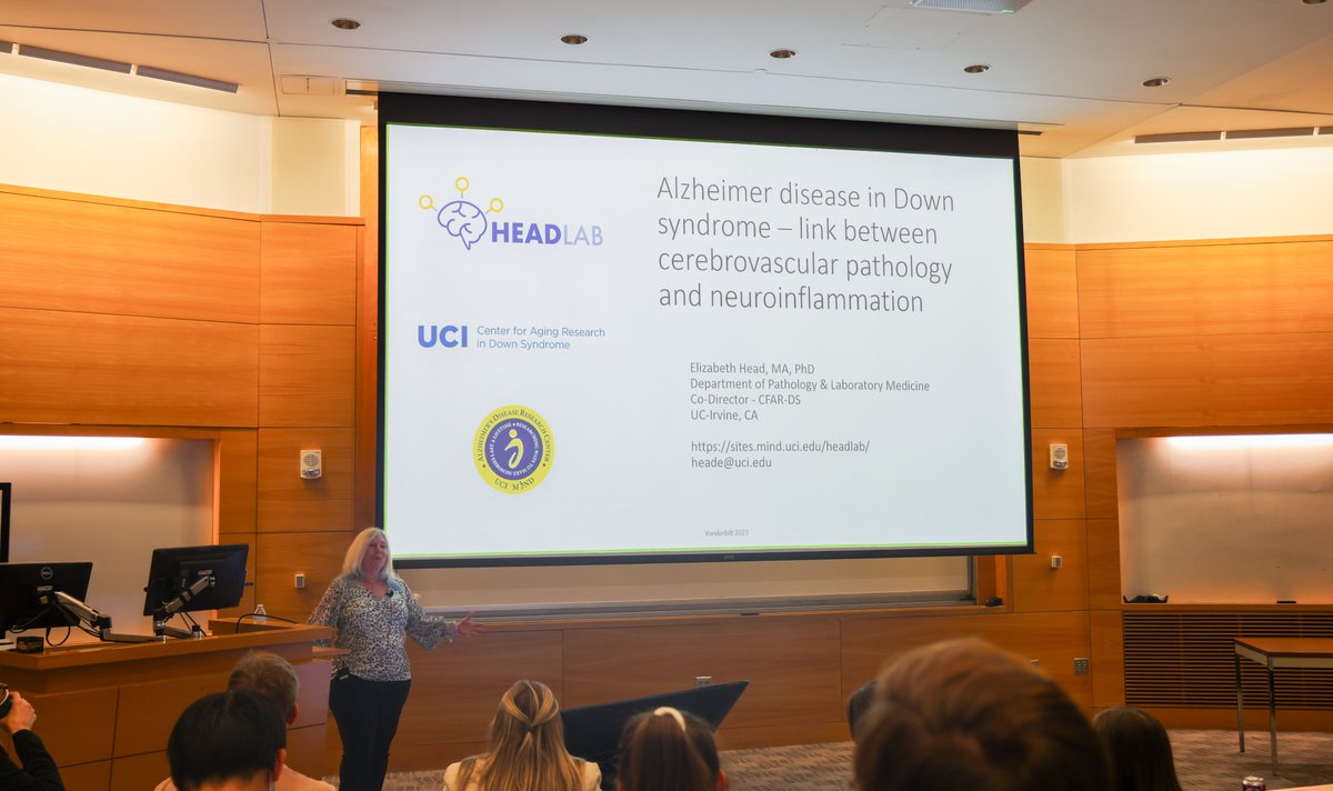 Thank you @ElzHead for a fascinating guest lecture on the link between #Alzheimers disease + #DownSyndrome! @VanderbiltBrain @ucimind