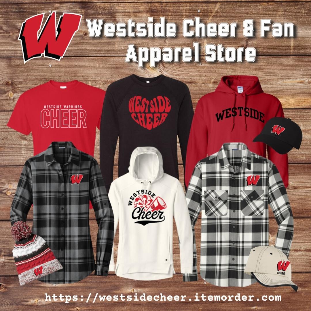 Westside66's tweet photo. Get your Cheer Gear!
Hot weather, rain or blowing cold - @CheerWestside has you covered!

Store: https://t.co/MS1ykmlIjs  Store closes on Oct. 1. 

#WeAreWestside https://t.co/c21KOhjXZE