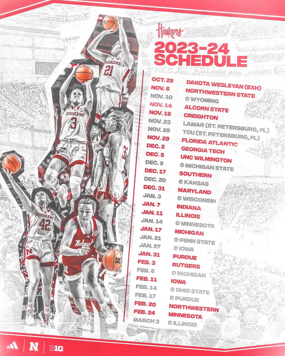 HuskerWBB's tweet photo. Let's get this party started.

Our full schedule is officially 🔒'd in for 2023-24.

More info → https://t.co/lFa6qXQjeR https://t.co/yDyPnKHubF