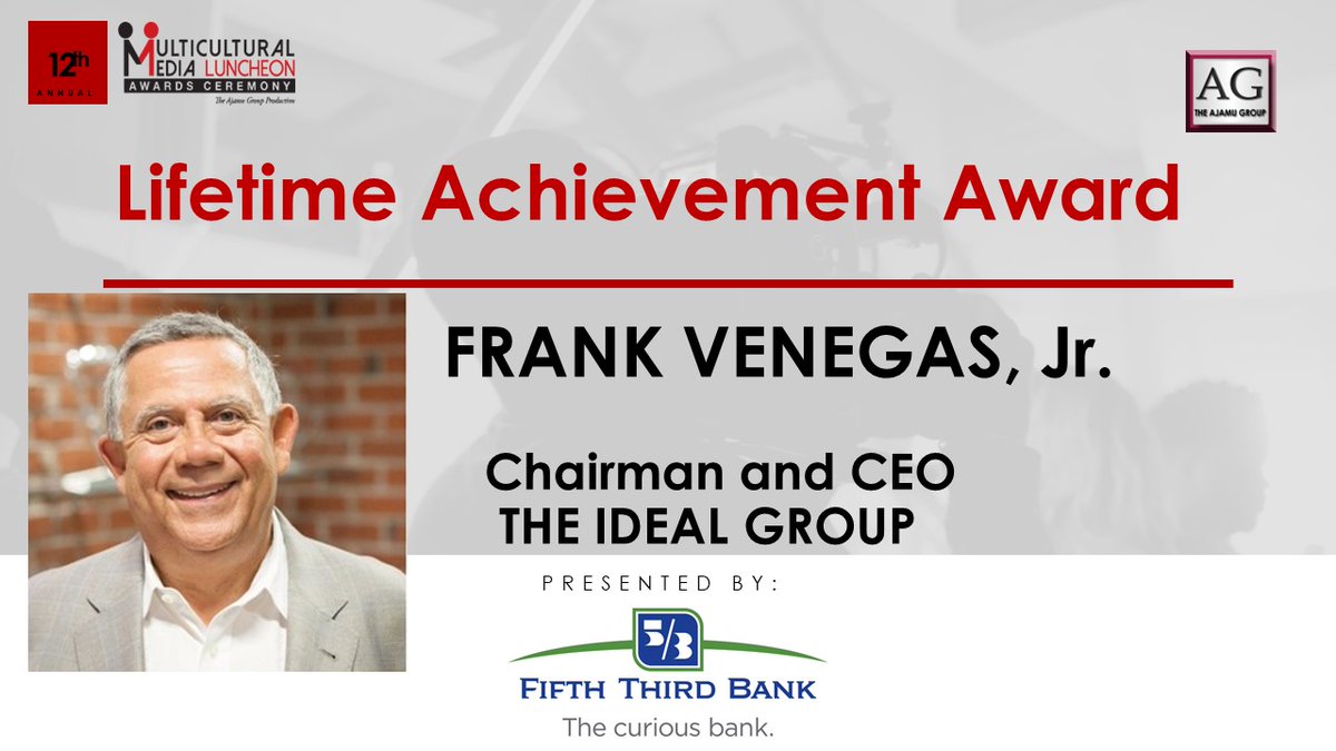 TheAjamuGroup's tweet photo. It is a honor to present Frank Venegas Junior, Chairman and CEO of The Ideal Group with this years Lifetime Achievement Award. The Ideal Group has been an automotive supplier for 45 years!
#ajamugroupluncheon2023 #ajamugroup #detroit #DetroitAutoShow2023 #DetroitAutoShow https://t.co/osup1carKq