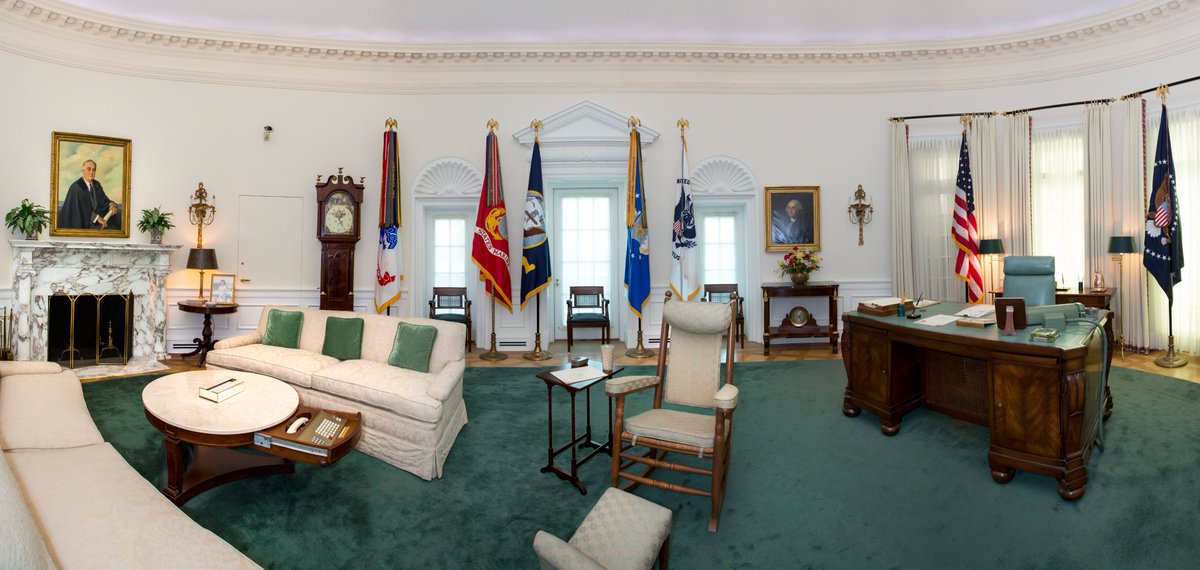LBJLibrary's tweet photo. If you're short on time, seeing the #OvalOffice is a must! Our 7/8th scale replica looks exactly as it did during #LBJ's presidency. It was not originally in the plans when we were set to build, but LBJ added it after seeing @TrumanLibrary's Oval Office.
#AskACurator https://t.co/a9xTLcbso1