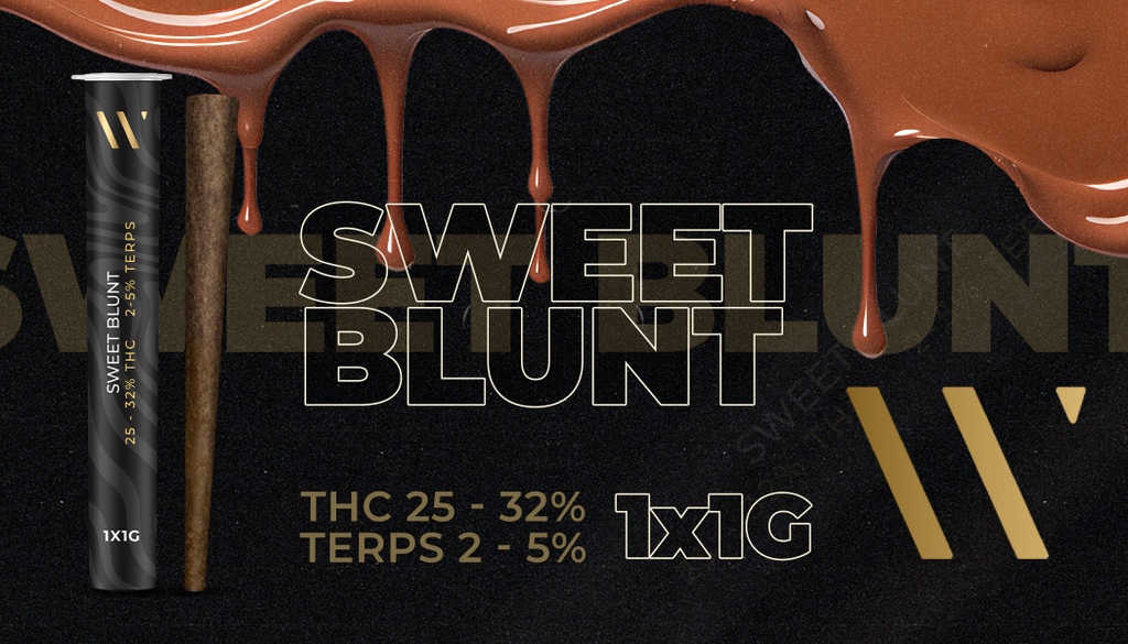 Sweet Blunt... an Indica-dominant strain-specific pre-rolled blunt sure to satisfy your sweet tooth 🍫

Spark one up and relish the sweet taste of cake with notes of chocolate and vanilla 😉