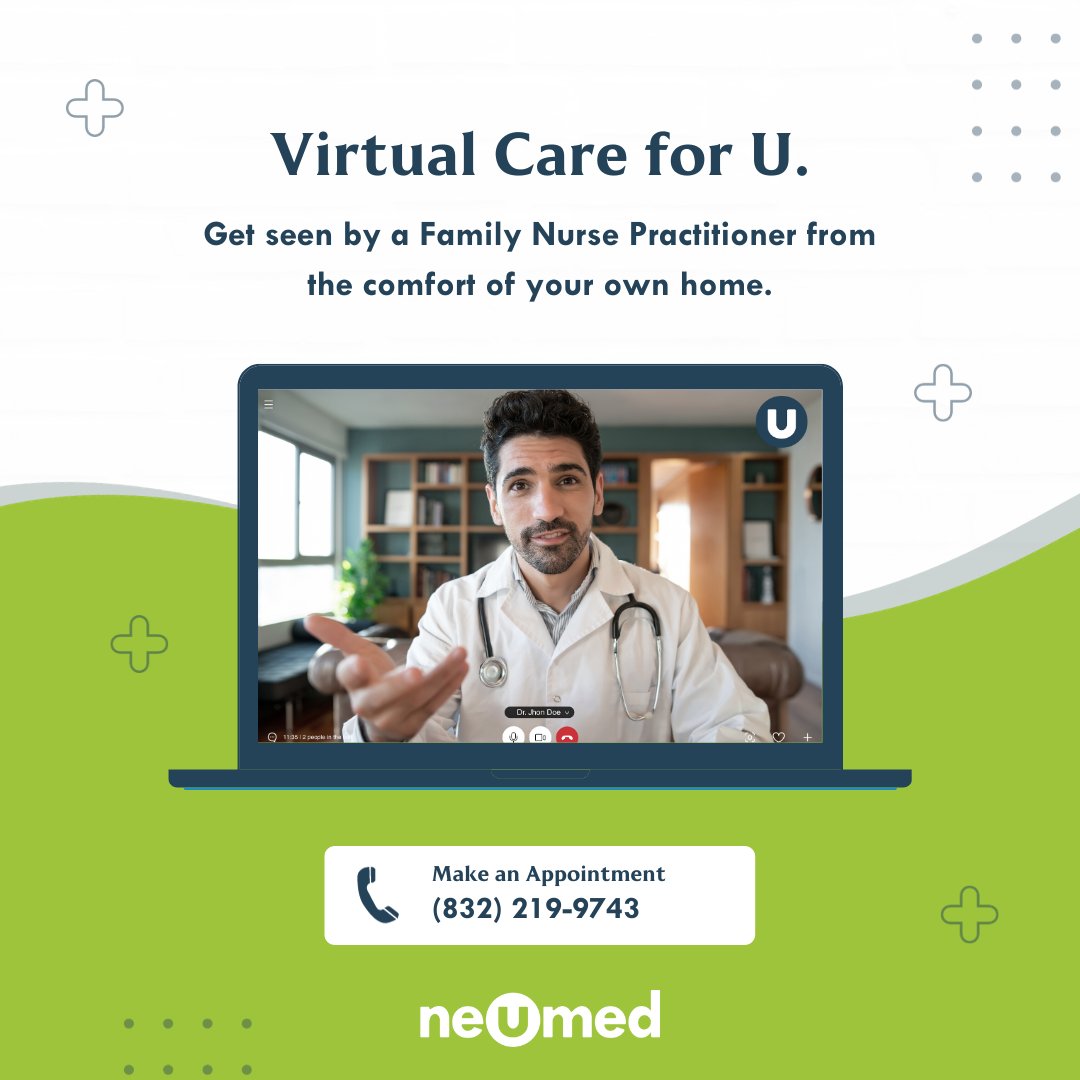 Stay home, stay healthy, and save with NeuMed's Virtual Care! 🏠💻
 For just 79, self-pay patients can access expert care from the comfort of their own space. 
Your well-being, your way. 🌟💙 

#VirtualCare #houstonhealth #houstonmedicine #houstondoctors #Telemedicine