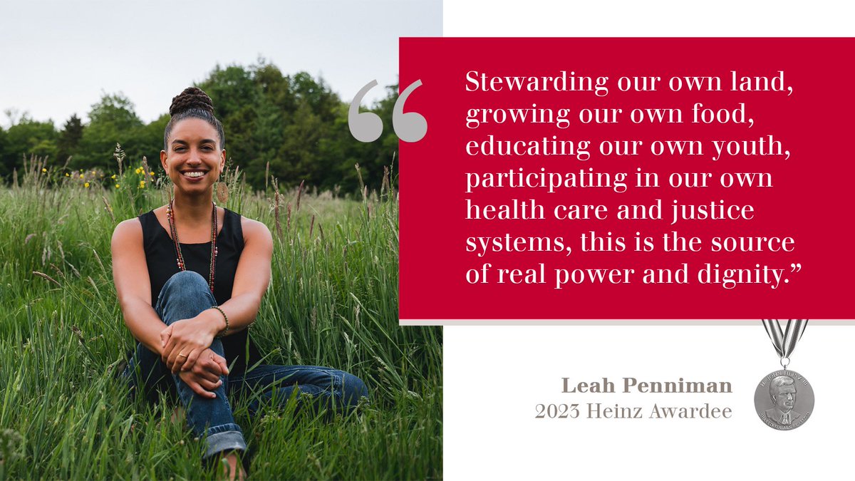 Congrats to Leah Penniman co-founder of HEAL member @soulfirefarm and winner of the 2023 #HeinzAward! 

We are so excited for you and the impact you are making training BIPOC farmers and farm owners/ operators! heinzawards.org/pages/leah-pen…