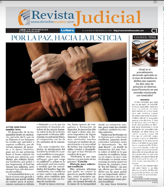 Hoy en nuestra Revista Judicial: Por la Paz, hacia la Justicia.

acortar.link/p7iDrz