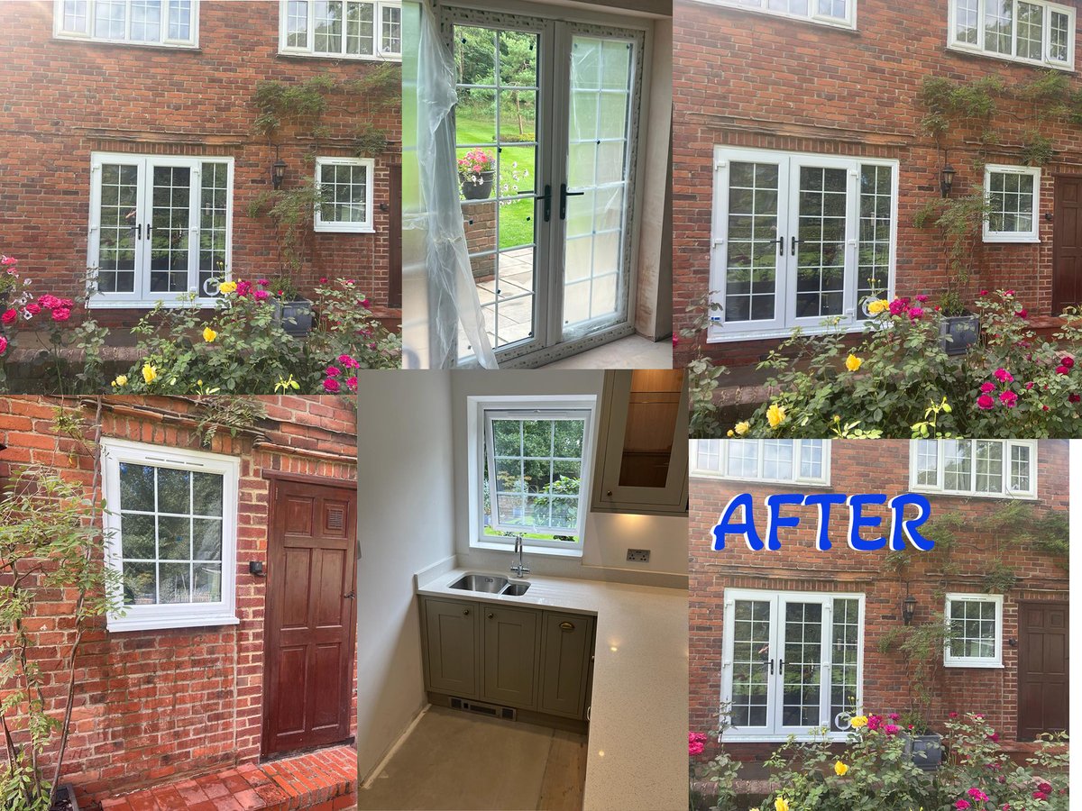 NJSInstallation's tweet photo. Some of our recent building works before and after. We removed the old window and door and replaced with new French doors, new catnic lintel, brick works and new kitchen window. Looks stunning!! #buildingworks #houserenovation #renovation #renovations https://t.co/cJ0ujUAzOy