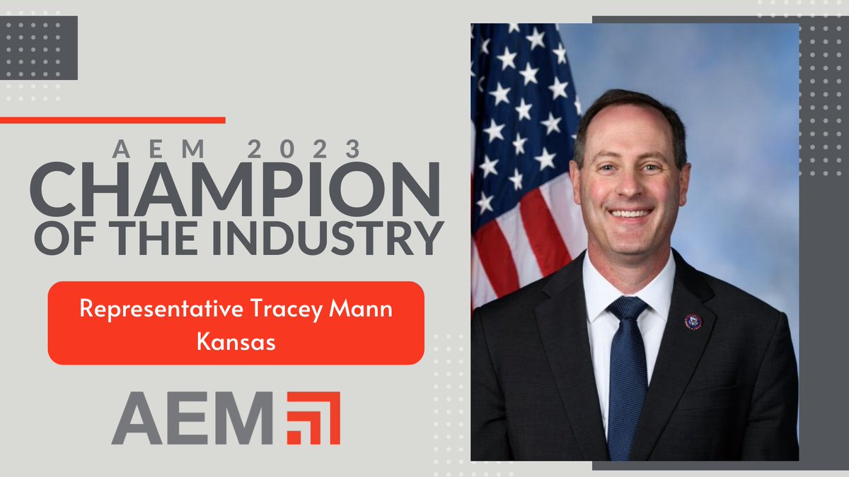 AEMAdvocacy's tweet photo. .@RepMann, equipment manufacturers are honored to recognize you as a 2023 Champion of the Industry for your staunch support of our industry's hardworking 2.3 million men and women. #AEMFlyIn https://t.co/f7LPjoi7V6
