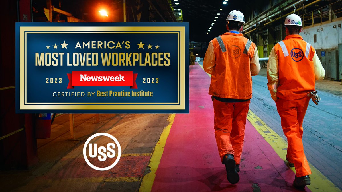 U_S_Steel's tweet photo. #USSteel’s #BestforAll strategy keeps us on course as a steelmaker that is committed to being best for our people, customers, communities, and planet. It is also keeping us on Newsweek’s Top 100 #MostLovedWorkplaces list for three years… and counting. We are honored! #MostLoved https://t.co/OvJoaVLkcl