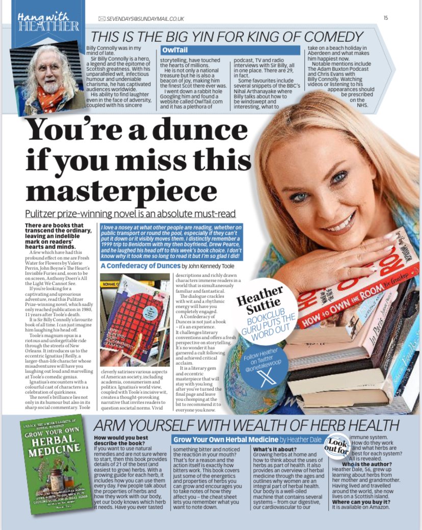 Wishing you a happy Sunday! This week's column in Scotland's biggest selling <a href="/Sunday_Mail/">Sunday Mail</a> paper features book and podcast recommendations with a nod or two to Sir Billy Connolly. And all his books are ace too!
#books #buyapaper #podcast