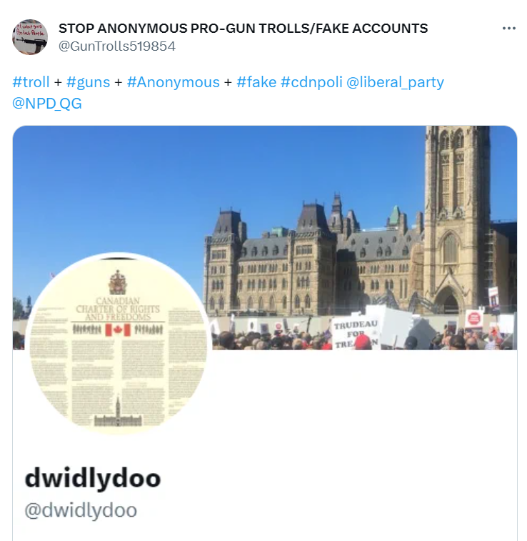MelouTremblay's tweet photo. @dwidlydoo @Polysesouvient @GGCanada @CGCguncontrol @DanforthFSC @NoGunsInCanada @Docs4GunControl @DLeBlancNB @CCFR_CCDAF You have NO credibility. 1) You are 100% anonymous.  What a mature adult wanting to discuss a serious topic like guns doesn't do. 2) You're even in a directory of trolls and fake accounts.  Unless you come out of anonymity, you're trolling this debate  with one of your 1000 FA. https://t.co/o3uuaymTVj