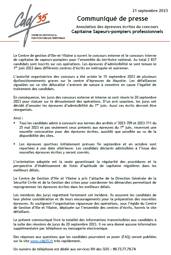 ⚠️⚠️⚠️Suite à la diffusion du communiqué de presse du CDG 35 ci-dessous, le webinaire initialement prévu demain matin par le secrétaire général est maintenu ne serait-ce que pour échanger sur la situation !