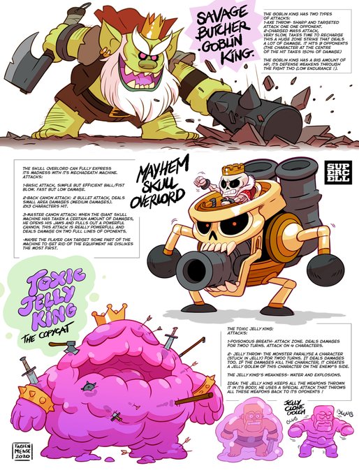 Hey ! Some Bosses concept art research for the #Supercell game project #ClashQuest (canceled after some beta tests). 
#gamedesign #visdev 