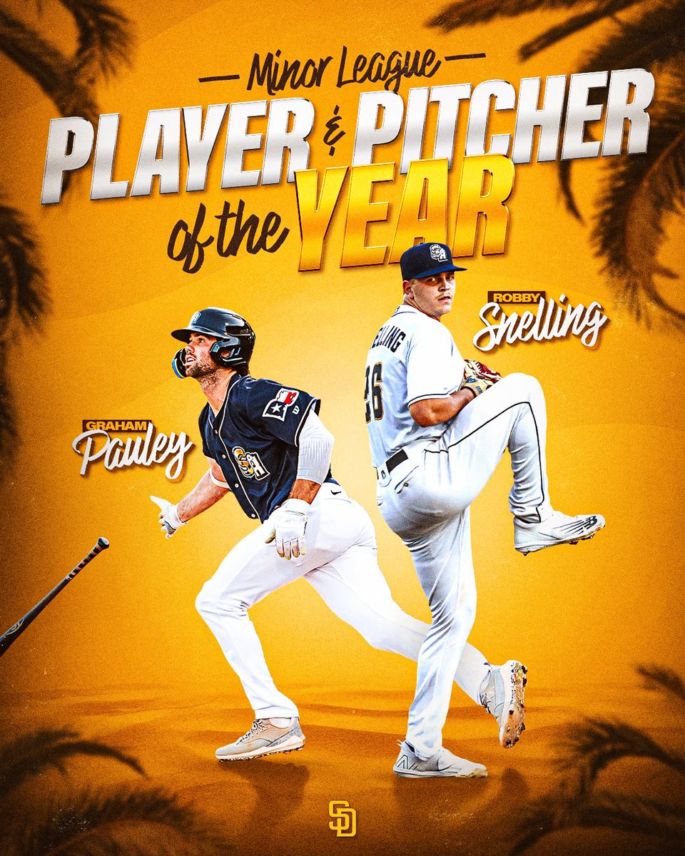 Congrats to Graham Pauley and Robby Snelling on being named the Padres @MiLB Player of the Year and Pitcher of the Year 🤩 #PadresOnDeck