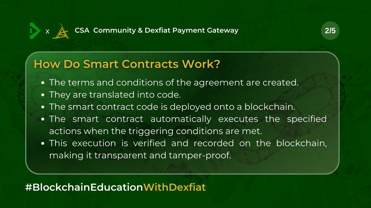 DexFiat's tweet image. Hello DexFiants , 

This week we would learning about Smart Contracts.

Smart Contracts are playing powerful roles in the crypto industry. 

These contracts are incredibly intelligent! 😄✨ 

#SmartContracts #BlockchainMagic
#DigitalContracts
#BlockchainEducationWithDexFiat