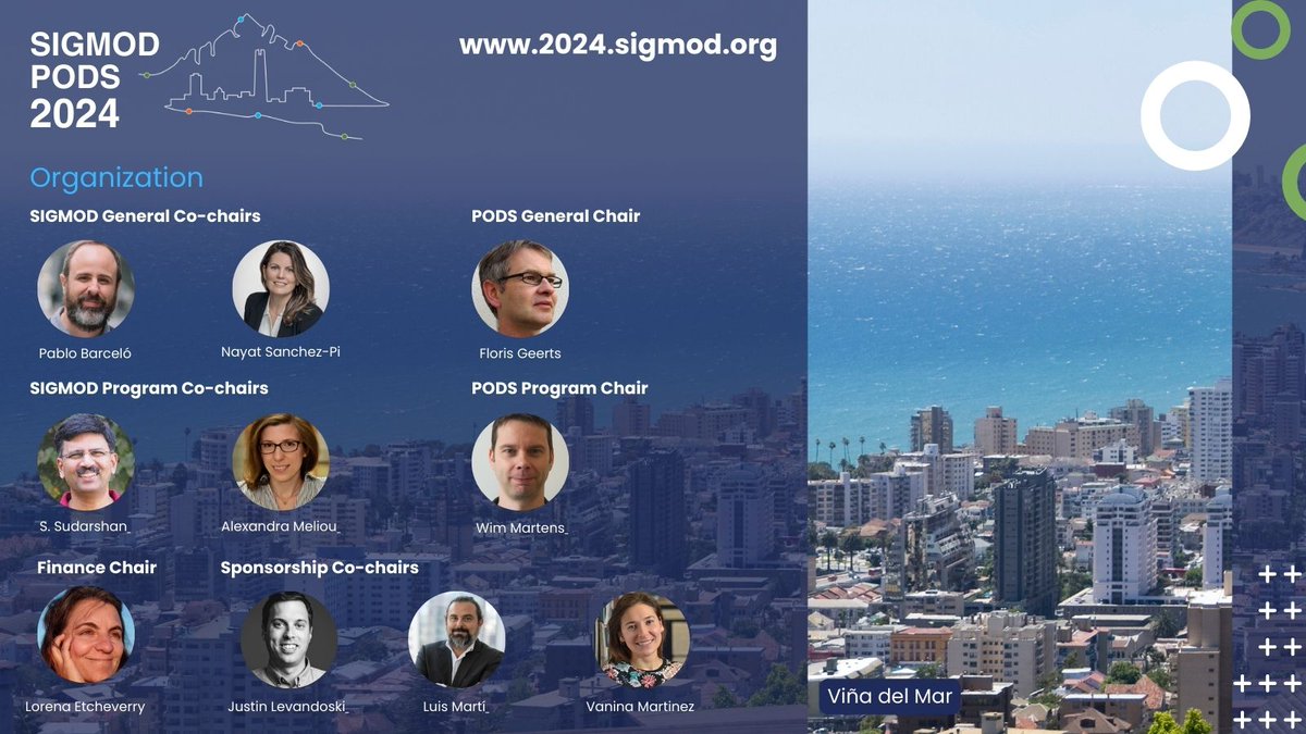 We invite you to know the organization committee of the next SIGMOD/PODS 2024 Conference in Santiago, Chile. More information 2024.sigmod.org